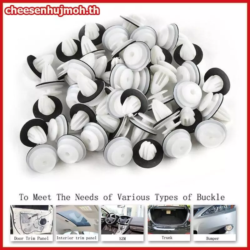 CN 50/100 ชิ้นแผงประตูรถคลิป W/ซีลแหวน Auto Vehicle Retainer Fastener คลิปกันชนรถ Push Pin Rivet แผงประตูคลิป TH