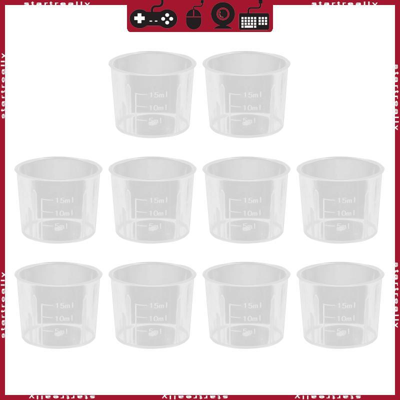ST 10 ชิ้นถ้วยตวงขนาด Labs สําเร็จการศึกษาบีกเกอร์ผสมที่ชัดเจนถ้วยสําหรับสีเรซินเหลวครัวทําอาหาร Lab