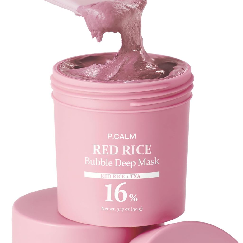 P.CALMRedRiceBubbleDeepMask–RedRiceFerment&CarbonatedWaterforClean,ooth-Looking,เกาหลีClay-to-Bubble