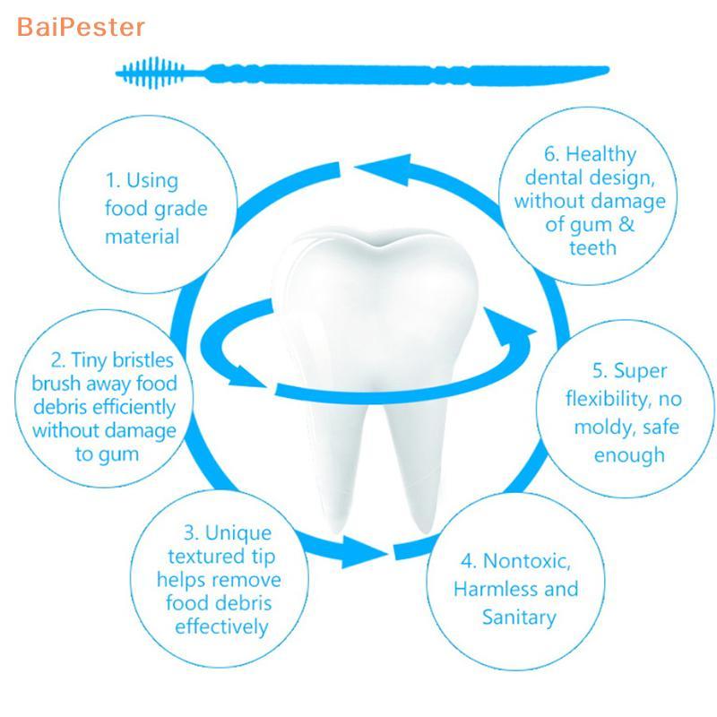 [BaiPester] 100 ชิ้น/กล่อง Double Head Floss Inter Toothpi Brush Tooth Sti Oral Care Toothpis Floss 
