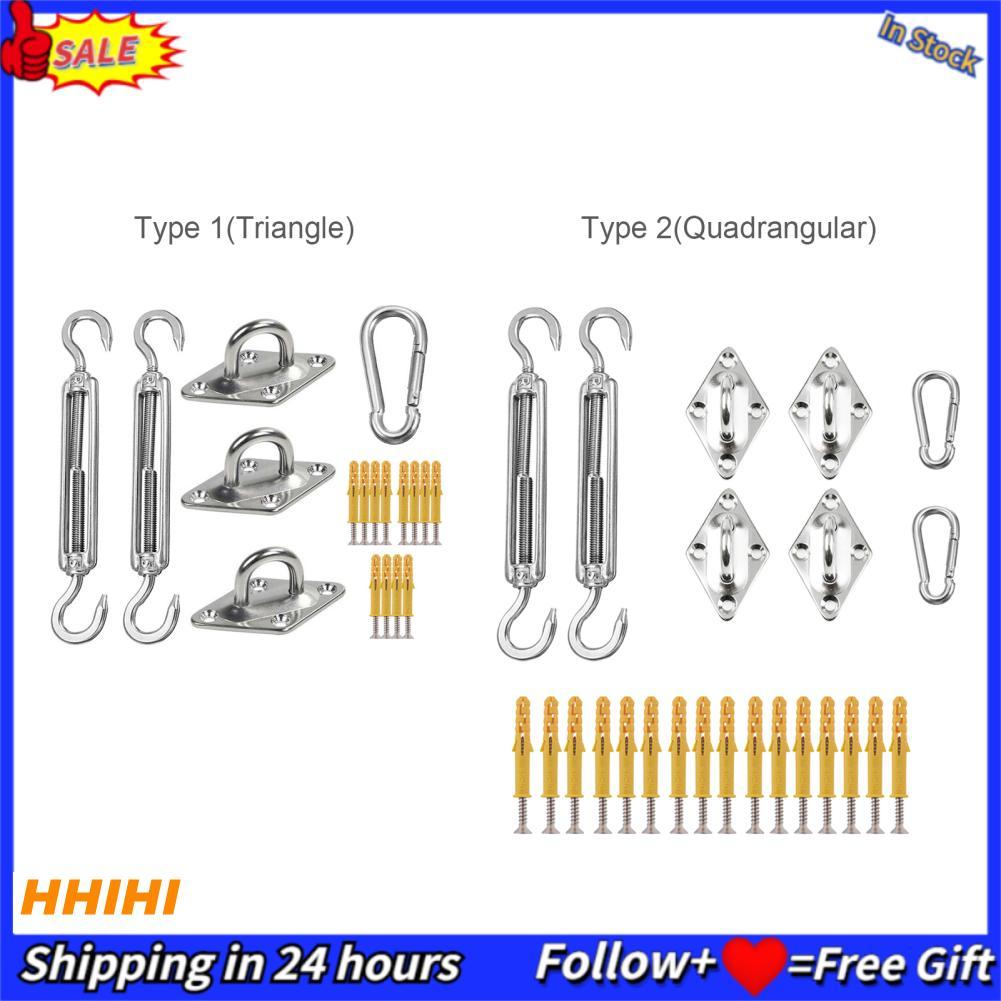 hhihi Shade Sail Hardware Kit สำหรับการติดตั้งอุปกรณ์เสริมสแตนเลส Sun Sails สี่เหลี่ยมผืนผ้า