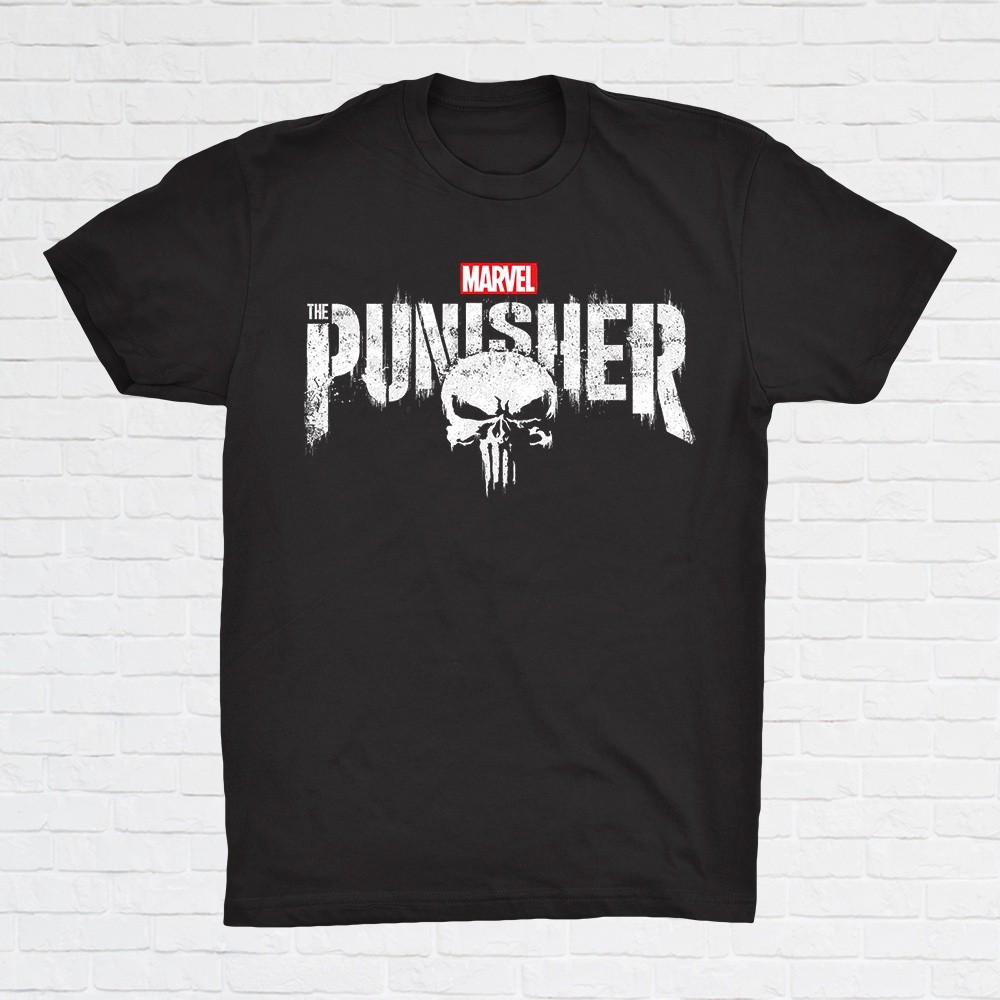 แฟชั่นPunisher Marvel Superhero Round Neck Men's Short Sleeve T-shirt Cotton