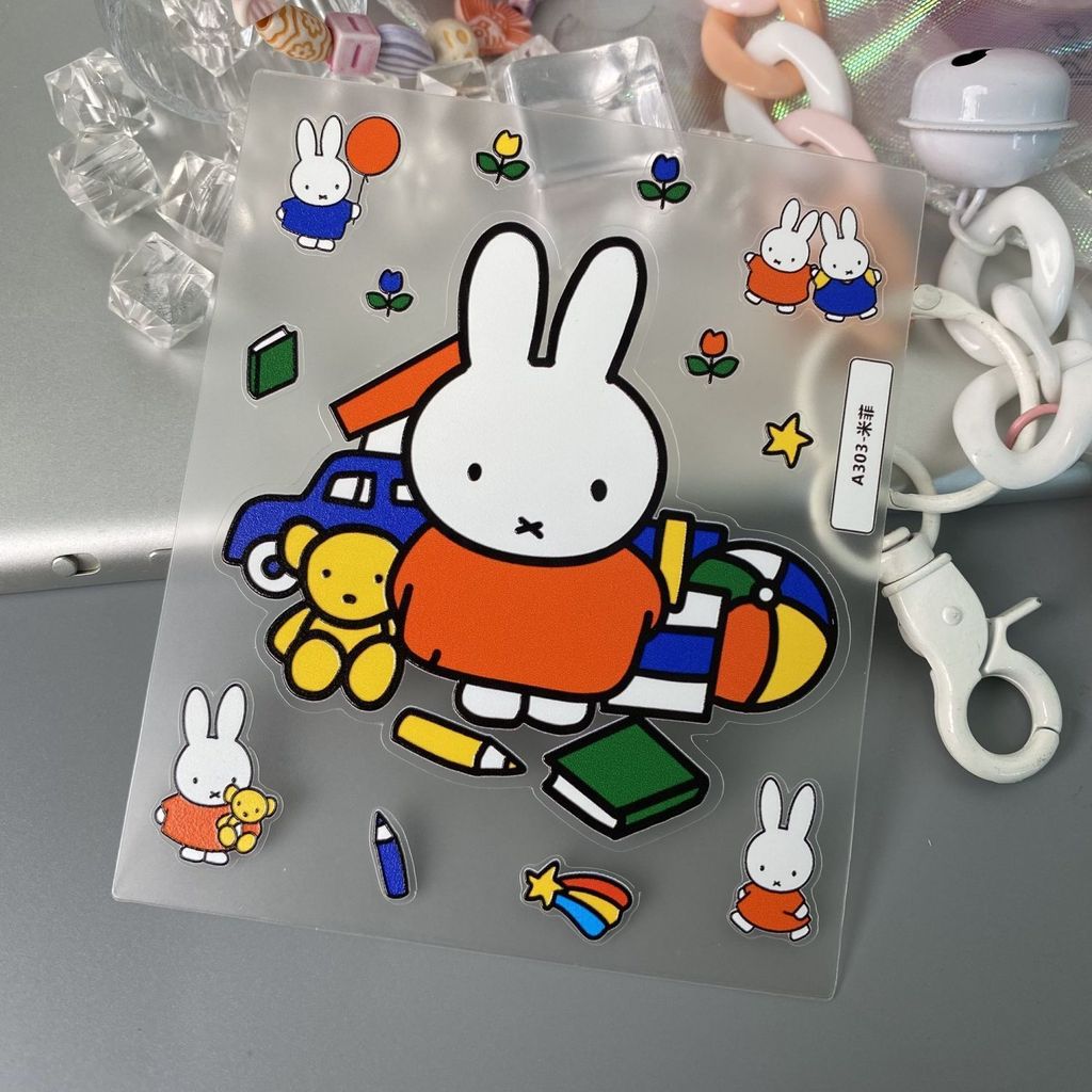 Miffy 5D นูนสติกเกอร์สามมิติน่ารักการ์ตูนเคสโทรศัพท์แท็บเล็ตพีซีกระเป๋าเดินทางกันน้ํา DIY สติกเกอร์ตกแต่ง