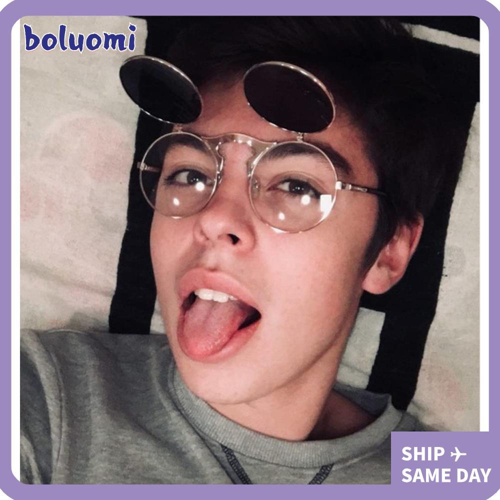 แว่นกันแดด BOULIOMI Flip Up, Round UV400 Protection Steampunk Sun Glasses, Cool Circle Glasses for W