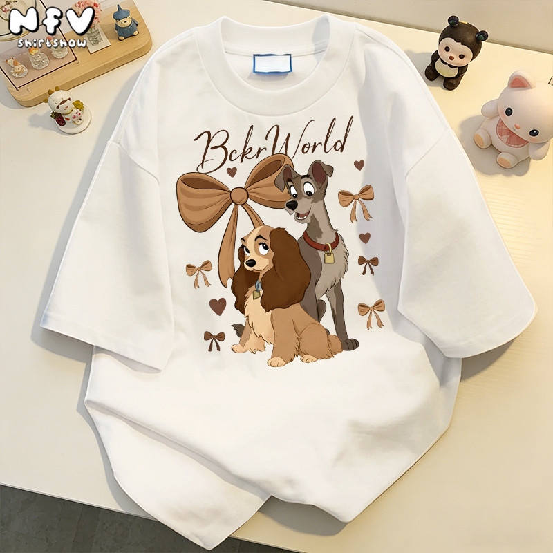 【จัดส่งตลอด 24 ชั่วโมง】NFV ลำลองแมทช์ลุคง่าย🐶แฟชั่นเกาหลี ระบายอากาศ ลายหมาน้อยน่ารัก ผ้าหนายับยากรีดง่าย YG4952