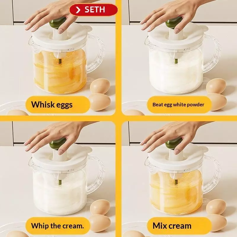 SETH Manual Press Egg Churn Cream Whipper Kitchen Gadget thumbnail 3