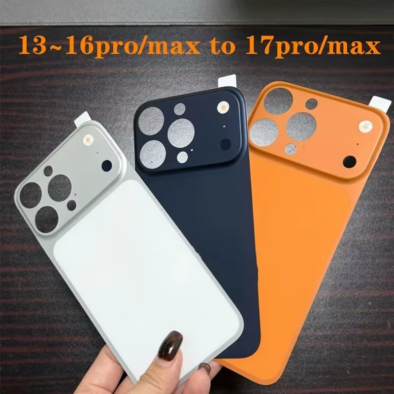 สำหรับ iPhone 16 15 14 13 Pro Max แปลงเป็น 17 Pro Max สติกเกอร์ป้องกันด้านหลัง พร้อมตัวป้องกันเลนส์กล้องปลอม
