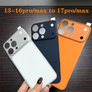 สำหรับ iPhone 16 15 14 13 Pro Max แปลงเป็น 17 Pro Max สติกเกอร์ป้องกันด้านหลัง พร้อมตัวป้องกันเลนส์กล้องปลอม