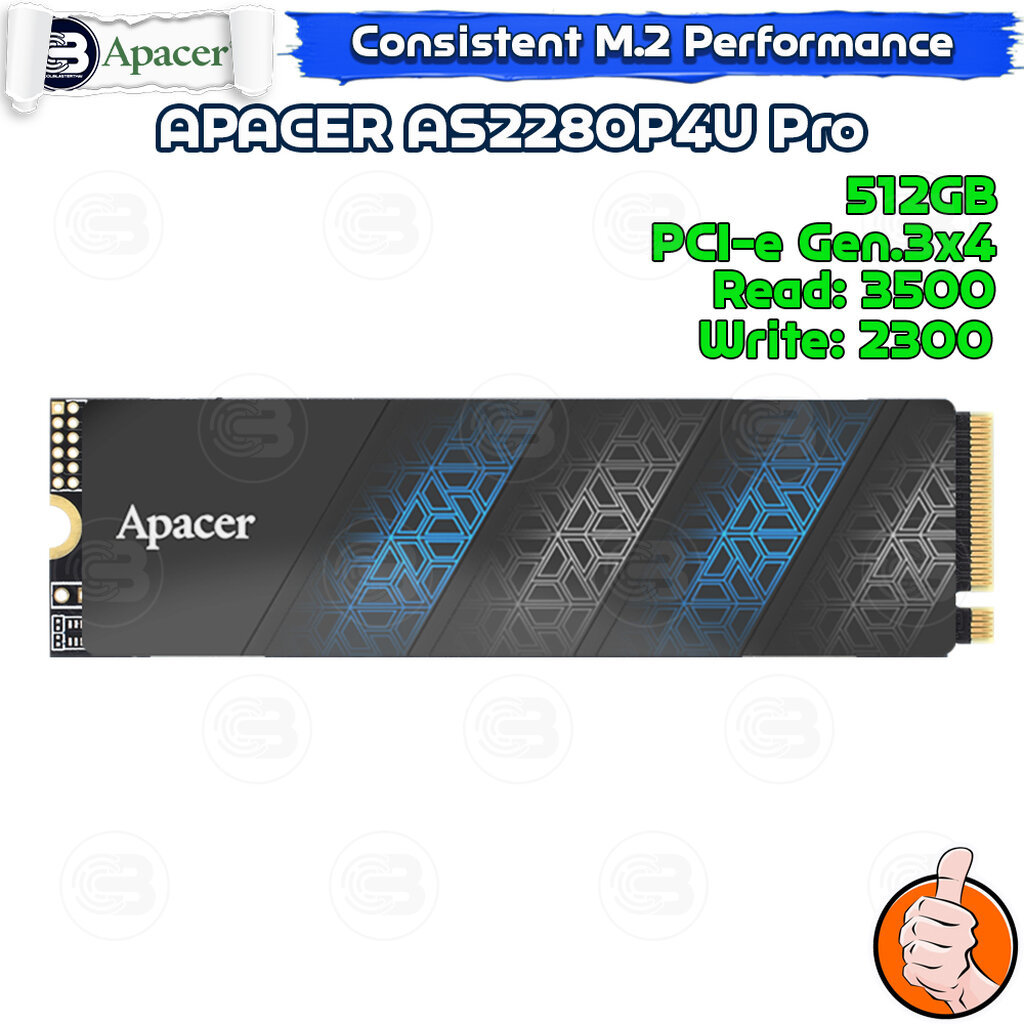 [CoolBlasterThai] APACER AS2280P4U Pro SSD M.2 2280 NVMe PCIe GEN3x4 512GB (5Y-Warranty) (เอสเอสดี)