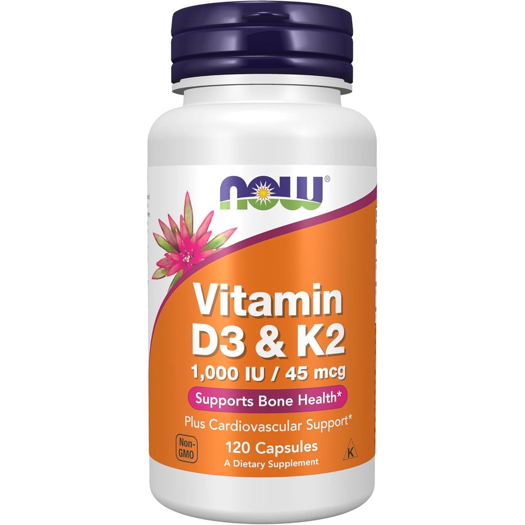 NOW s Vitamin D-3 & K-2-120 แคปซูลผัก