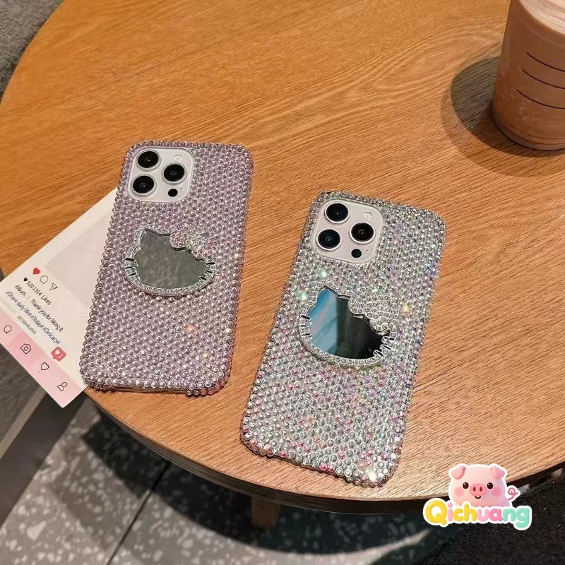 Bling Cat Make-up Mirror สําหรับ Samsung Galaxy หมายเหตุ 20 Ultra 10 Plus Lite 9 8 J8 J7 Pro J6 J5 J