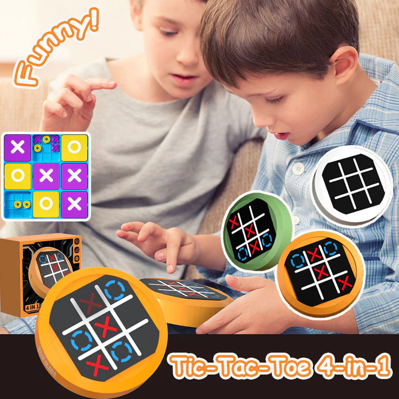 COD สมาร์ท Tic-Tac-Toe 4-in-1 กล่องเกมปัญญาสําหรับเด็กของเล่นครอบครัวเกมกระดานการฝึกอบรมหน่วยความจําและโฟกัส