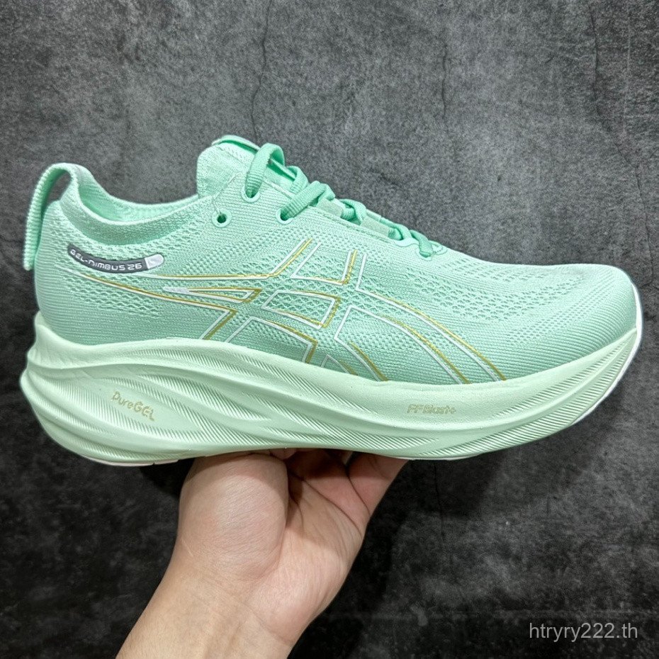 Asics Gel-Nimbus 26 รองเท้าวิ่งผู้ชายและผู้หญิง Gel-Nimbus 25 น้ําหนักเบารองเท้ากีฬาเบาะ 1012B602-30
