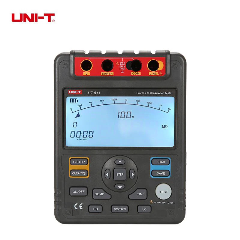 UNI-T UT511 เครื่องทดสอบความต้านทานฉนวน 100V ~ 1000V Earth Ground 0.1MΩ ~ 10GΩ Ohm Meter AC DC โวลต์