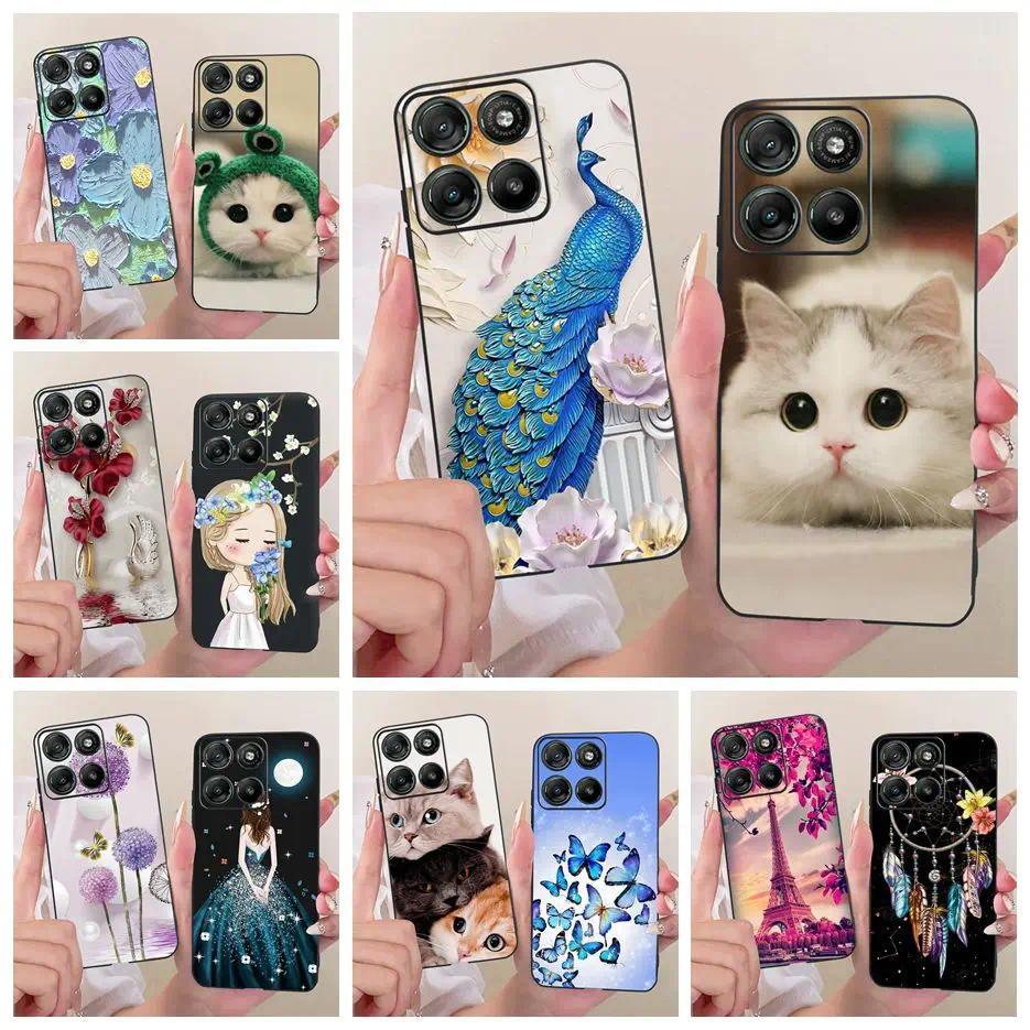 สําหรับ Motorola Moto G67 กรณี XT2621-4 แมวน่ารักนกยูงทาสี Soft TPU เคสโทรศัพท์สําหรับ Motorola Moto