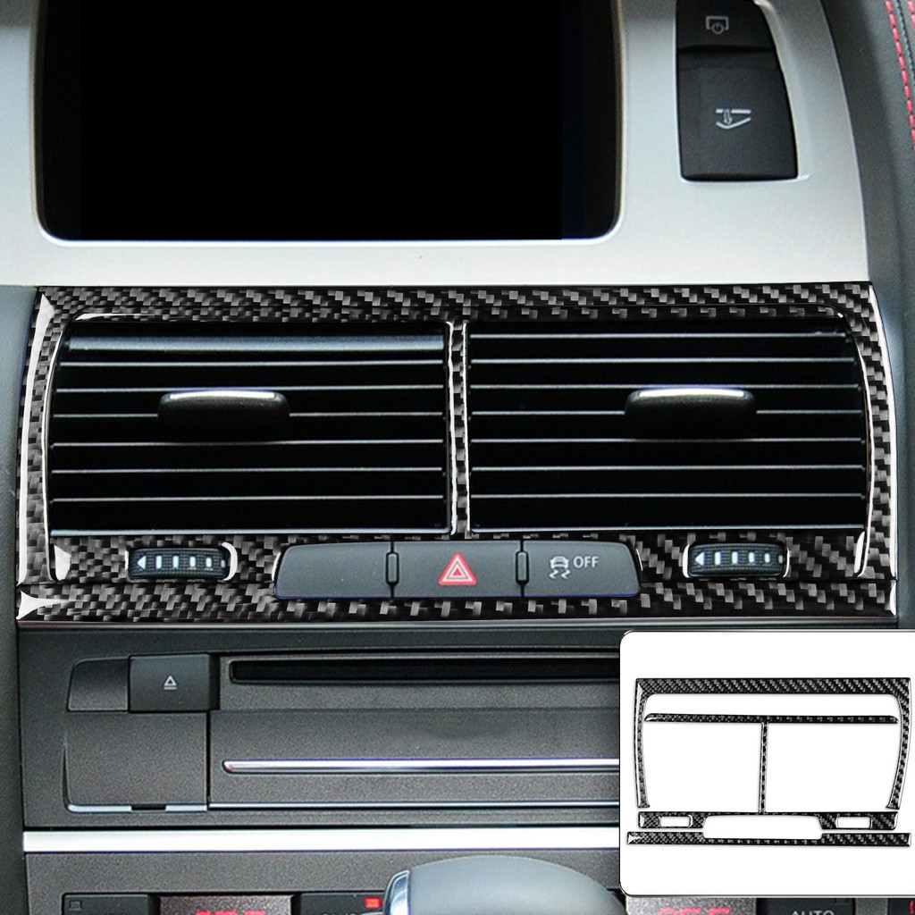 เหมาะสําหรับ Audi Q7 2007-2015 Central Air Outlet เครื่องปรับอากาศ Air Outlet คาร์บอนไฟเบอร์ภายในรถก