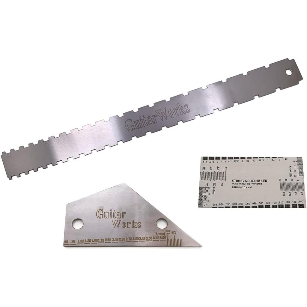 Luthiers ชุดเครื่องมือกีตาร์คอหยักตรงขอบ String Action Gauge ไม้บรรทัด String ความสูง Gauge Fret Roc