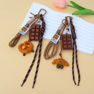 Ins สไตล์ Pretzel ขนมปังพวงกุญแจน่ารักจําลองอาหาร Key แหวนสําหรับกระเป๋าถือเครื่องประดับ