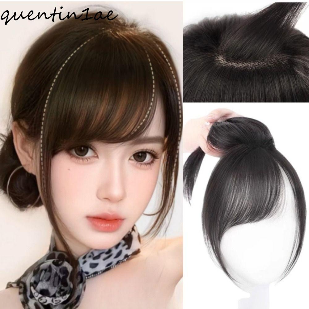Quentin1ae 3D Air Bangs, Hairpiece Side Bangs Top Hair Bangs, Fasion ไม่มีรอยต่อเฉียง Bangs ธรรมชาติ