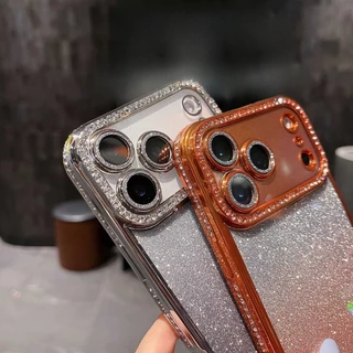Clear Glitter Diamondเคสโทรศัพท์เข้ากันได้สําหรับiPhone 17 16 15 14 13 12 11 Pro Max Plusเพชรกันกระแทกกันชนกรณีปกปลอก