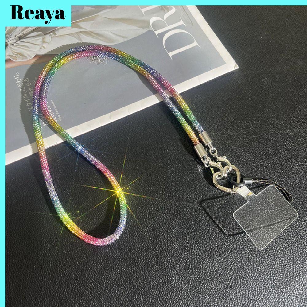 เชือกป้องกันการสูญหายของโทรศัพท์ REAYA, เชือกเส้นเล็กโทรศัพท์ Rhinestone บลิงสดใส, เครื่องประดับโทรศัพท์สายแขวนคริสตัลแวววาว