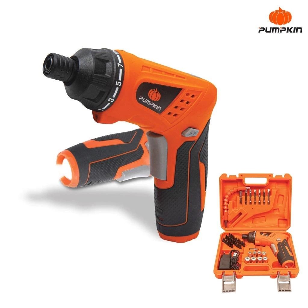 🔥ถูกสุด🔥 PUMPKIN ไขควงไฟฟ้าไร้สาย พร้อมกล่องอุปกรณ์ 46ชิ้น  รุ่น J-4D15D1S45 4.0v ขนาดหัว 1/4" แรงบิ