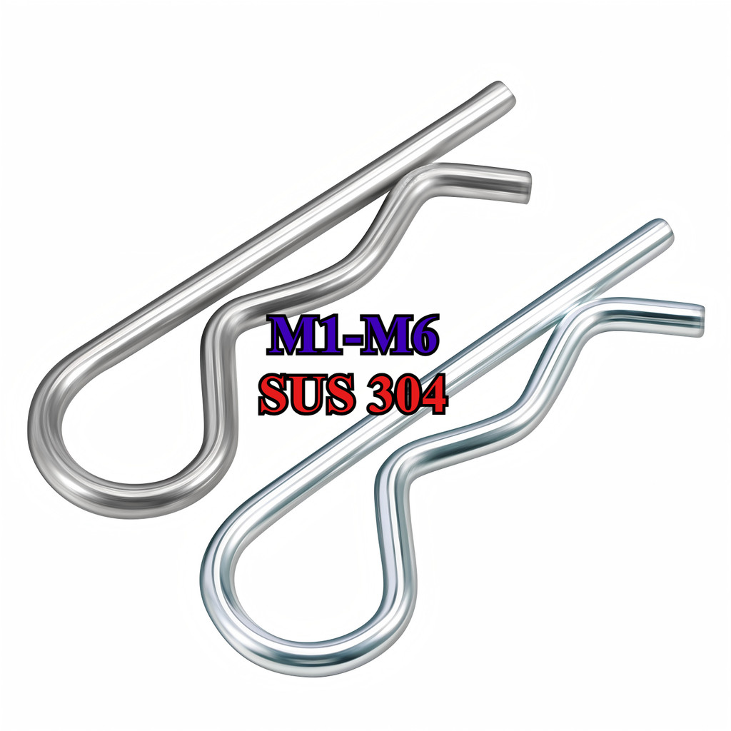 ปิ๊น ตัว R สแตนเลส 304 ปิ้น ตัวอาร์  / Hairpin Cotter Snap R Pin SUS304 M1/M1.2M1.5M1.8/M2/M2.5/M3/M