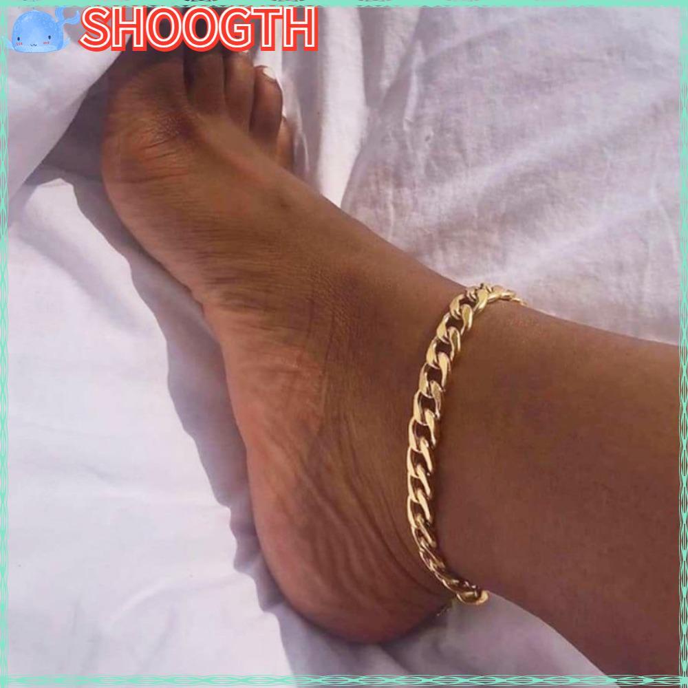 SHOOGTH Cuban Link Anklet Bracelet, Stainless Steel Gold/Silver Stainless Steel Anklet Bracelet, Min