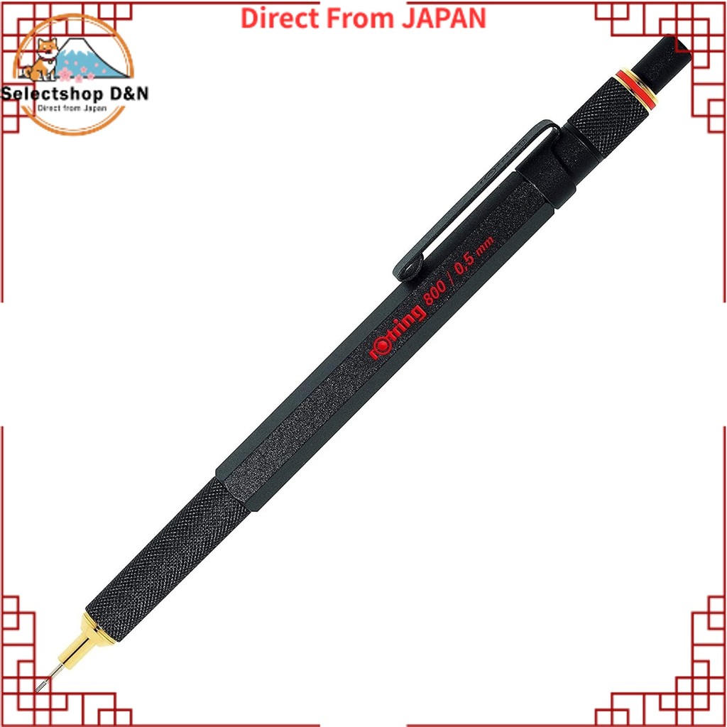 Rotring ROTRING800 Black Mechanical Pencil 0.5mm Rotary Knock Type 1904447 Imported【Direct from Japa