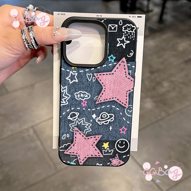 สำหรับ IPhone 17 Air 14 15 11 16 12 13 Pro Max XR X XS Max 7 14 8 16 15 Plus เคสหนังสังกะสีดาวกางเกงยีนส์ป้องกันฮิต