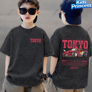 COD 2026 สินค้าใหม่ ทรงหลวม คอกลม เสื้อเด็ก kids Distressed T-shirt ผ้าฝ้าย เด็กชาย เสื้อผ้าเด็ก t-shirt S498