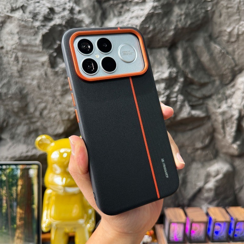 Minimalist Luxury Sporty สไตล์เคสโทรศัพท์สําหรับ Redmi K90 Pro max K80 Pro Poco F8 F7 Ultra Pu หนังป้องกันกรณีกรอบโลหะ anti drop case