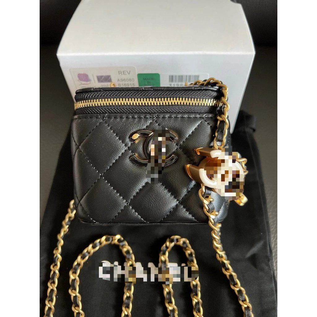 5WF2 24ก ชาแนล ร้อนขายเคลือบหัวเข็มขัดกล่องกระเป๋าประณีตเก๋โซ่ขนาดเล็กกรณีเครื่องสําอางมินิขนาดน่ารั