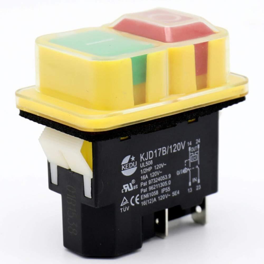 KEDU KJD17B 120V/16A 4 Pins อุตสาหกรรมแม่เหล็กไฟฟ้าสวิทช์กันน้ํา ON Off Push ปุ่มสวิทช์สําหรับเครื่อ