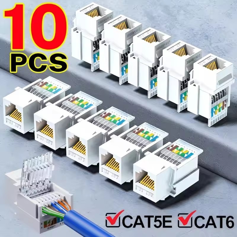 Cat6 Keystone Jack กล่องติดตั้งพื้นผิวฟรีเครื่องมือ - UTP RJ45 โมดูลเครือข่ายซ็อกเก็ตแผ่นผนังอะแดปเต