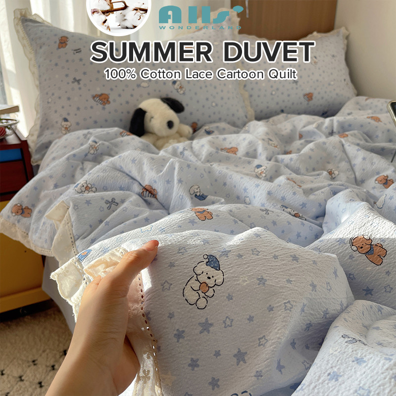 ผ้านวม คอตตอน 100% 5ฟุต ลูกไม้ ดอกไม้ ผ้าห่มบาง คิตตี้ INS Air Condition duvet Luxury 6ฟุต 7ฟุต 夏被 被