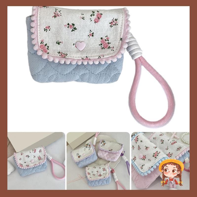 Li Compact Floral Print Cotton Camera Storage Bag Cash Purse For Easy Carrying