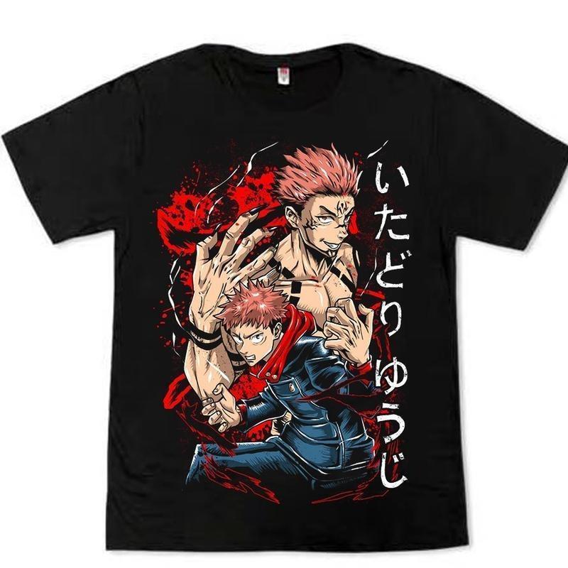 สำหรับเด็ก โอเวอร์ไซส์ wzhaoyu ยืดญี่ปุ่นพิมพ์ลาย Jujutsu Kaisen แขนสั้น