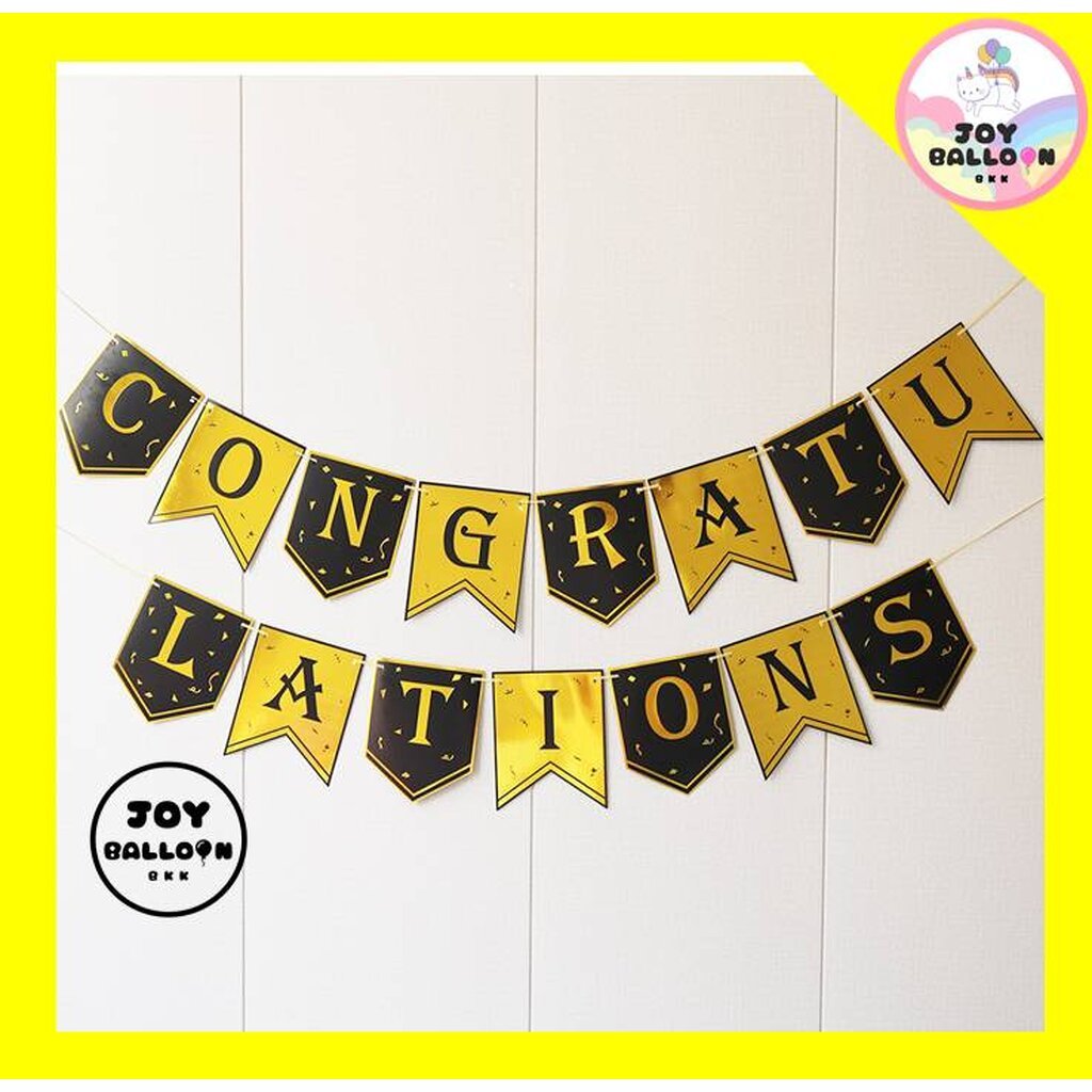 ป้ายจบการศึกษา เรียนจบ แสดงความยินดี รับปริญญา ธง Congratulations พร้อมริบบิ้น (ส่งเร็วจากกรุงเทพ) ทำจากกระดาษแข็ง ขอ… ราคา ถูกที่สุด ดีลบีเคเค แกลเลอรีภาพที่ 5