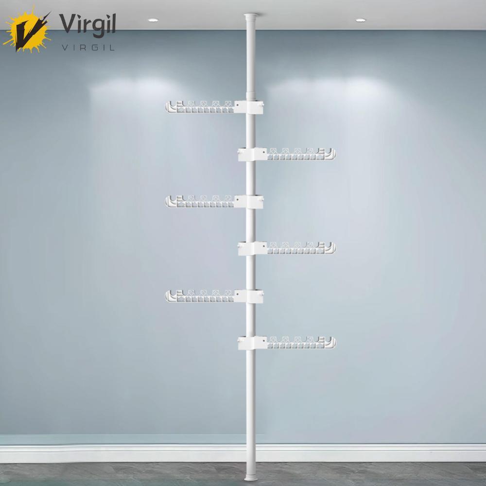 [Virgil.th] Telescopic Laundry Tension Adjustable Pole Corner Clothes Hanging Rack Stand Clothes Rac