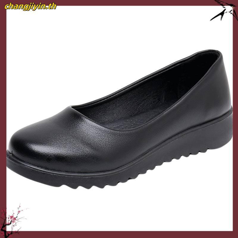 Pretty Popteen รองเท้าคัทชู หัวมน ส้นตัน 1 นิ้วครึ่ง สีดำ รุ่น PT-2201 ไซซ์ 36-41