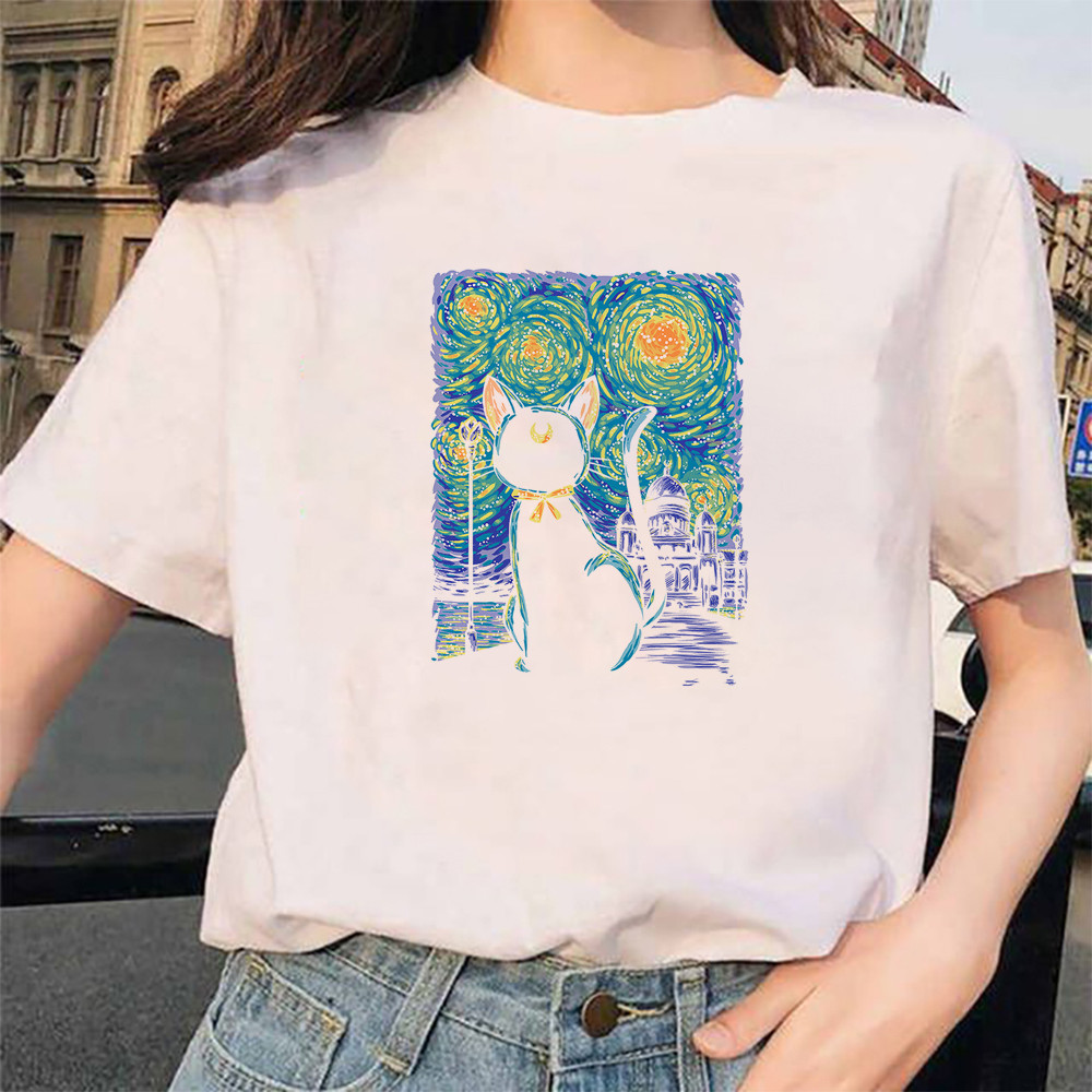 CODน่ารักการ์ตูนเซเลอร์มูนพิมพ์Tshirtผู้หญิงเกาหลีเสื้อของขวัญวันเกิดHarajuku 90Sผู้หญิงรอบคอแขนสั้น