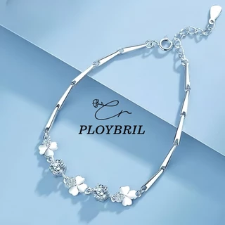 PLOYBRIL สร้อยข้อมือเงินแท้ Lucky Clover สร้อยข้อมือเพชร Moissanite สร้อยข้อมือผู้หญิง วาเลนไทน์ S030