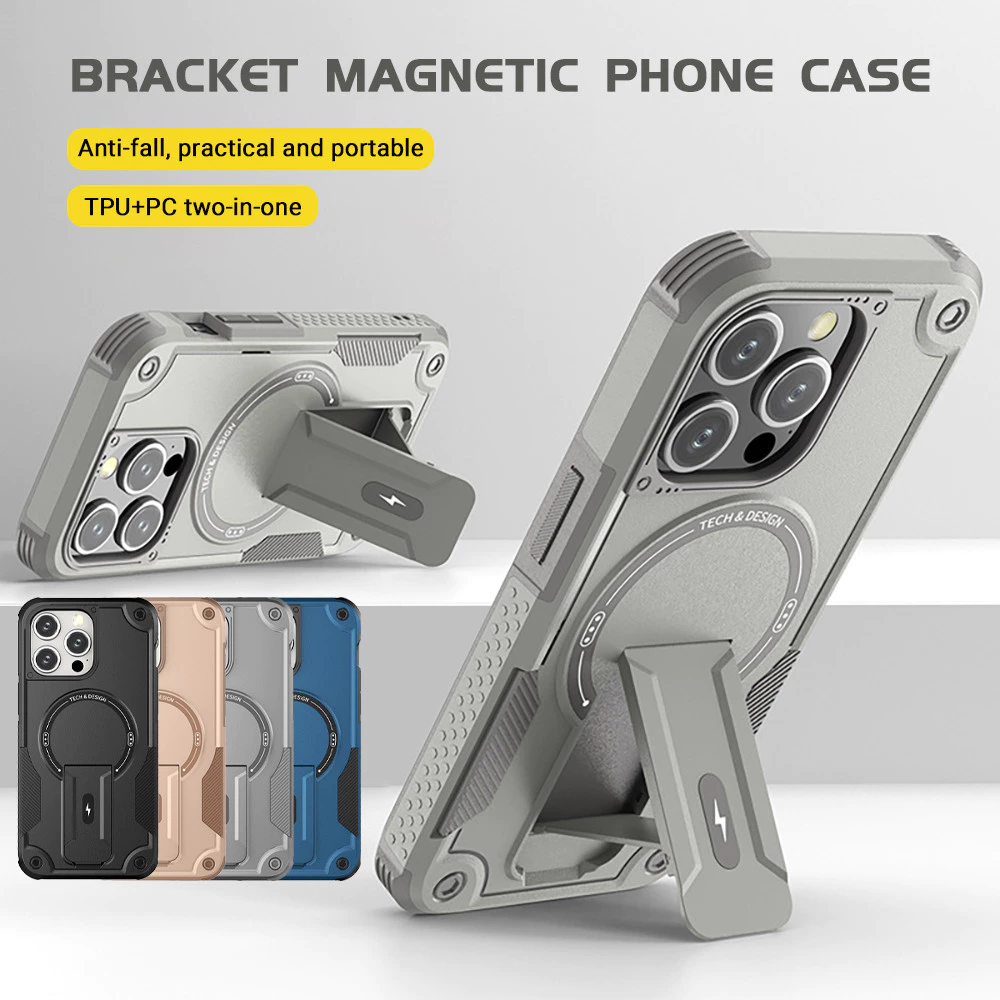 3 in 1 เคสโทรศัพท์มือถือ PC แข็ง for iPhone 16 17 11 12 13 14 15 16 Pro Max air magnet Case กันกระแทก พับได้ ตั้งได้