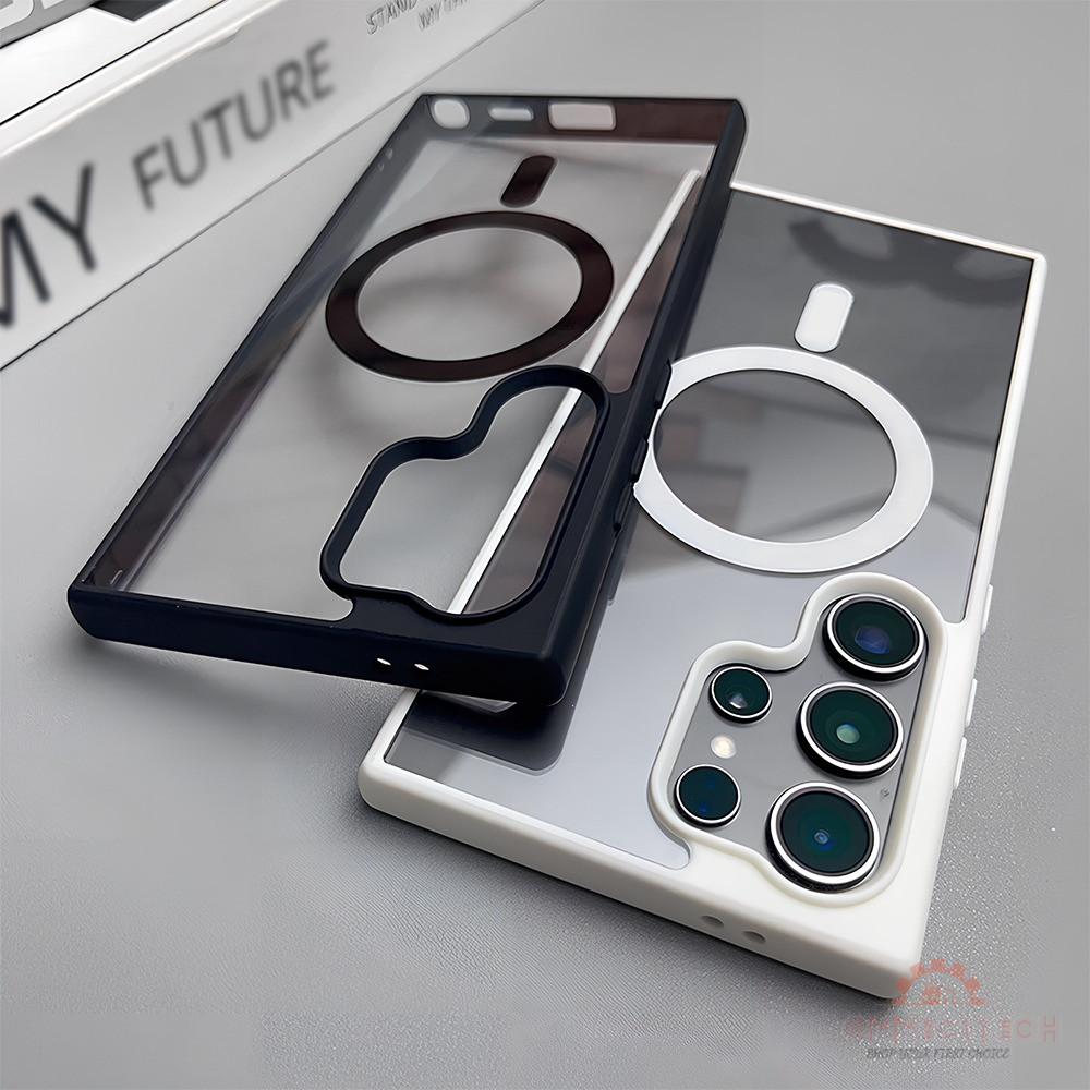 For เคส Samsung S26 ULTRA A35 A55 A17 A06 A36 A56 S24 ULTRA A37 A57 A15 A16 A26 A54 S23 S25เคสแข็งแม่เหล็กใสด้านอะครีลิก