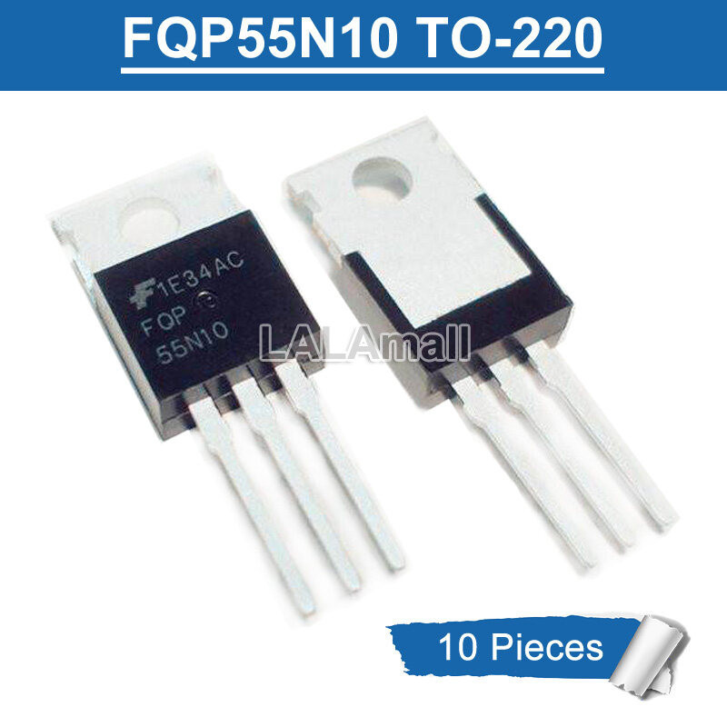 10pcs FQP55N10 TO220 FQP 55N10 TO-220 55A/100V N-Channel MOSFET ทรานซิสเตอร์ใหม่ IC