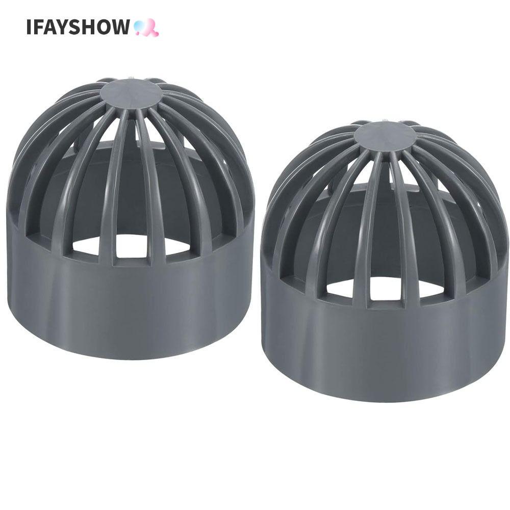 IFAYSHOW ท่อระบายน้ําตะแกรง, สีเทา 50 มม.ตู้ปลาซึมผ่านได้, อุปกรณ์เสริมหมวก UPVC อะแดปเตอร์ข้อต่อท่อถังปลา