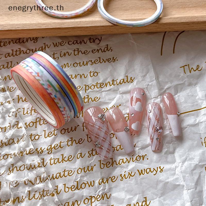TH & Fashion 5Roll Nail Striping Tape Cheered Lines 3d Nail Art Tool Color Rolls Nail Decals DIY เล็
