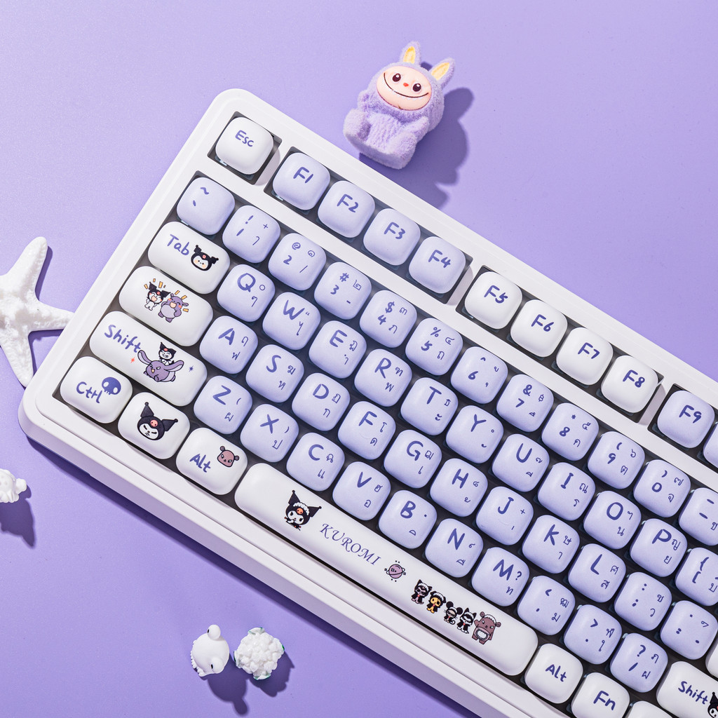 Kuro-mi ไทย MOG Ball เค้กโปรไฟล์ความร้อนระเหิด PBT ขนาดเล็กนึ่ง Bun Keycaps 125 คีย์รอบน่ารัก Key Cap สําหรับ MX Switch คีย์บอร์ดเครื่องกล