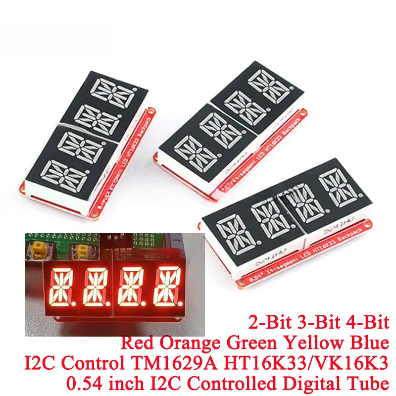 HT16K33/VK16K33 0.54 นิ้ว 0.54 4 บิตโมดูลหลอดดิจิตอลจอแสดงผล LED I2C ควบคุม 3.3V 5V สําหรับ Arduino 